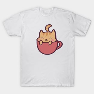 Kawaii Cartoon Cat in Tea Cup T-Shirt